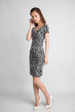 Ava Off Shoulder Prints Dress In Black
