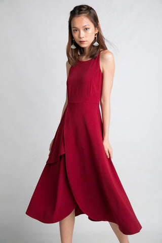 Ariel Tiered Hem Maxi In Wine