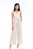 Sandra V Neck Sash Jumper In Biege