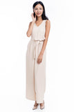 Sandra V Neck Sash Jumper In Biege