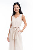 Sandra V Neck Sash Jumper In Biege