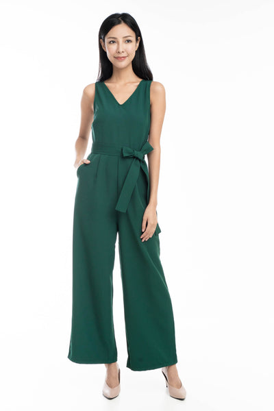 Sandra V Neck Sash Jumper In Green