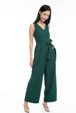 Sandra V Neck Sash Jumper In Green