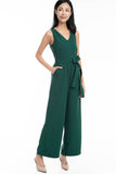 Sandra V Neck Sash Jumper In Green