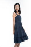 Cara Ruffle Hem Skater Dress in Blue