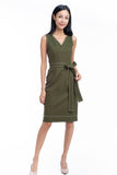 Gloria Stitch Detail Midi in Olive