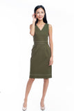 Gloria Stitch Detail Midi in Olive