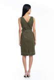 Gloria Stitch Detail Midi in Olive