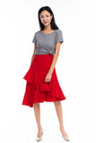 Ruffle Cascade skirt in Red