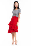 Ruffle Cascade skirt in Red