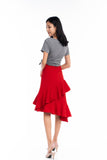 Ruffle Cascade skirt in Red