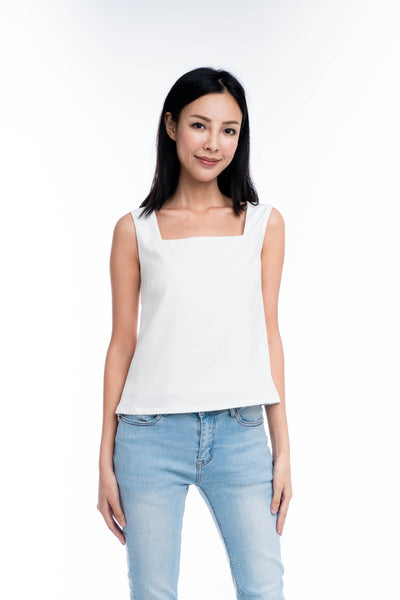 Square Neck Top in White