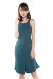 Jannas Flute Hem Split Midi In Sea Green - Mint Ooak - Dress - 1