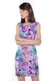 Sally Digital Print Cap-Sleeved Dress In Purple - Mint Ooak - Dress, - 2