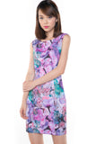 Sally Digital Print Cap-Sleeved Dress In Purple - Mint Ooak - Dress, - 4