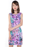 Sally Digital Print Cap-Sleeved Dress In Purple - Mint Ooak - Dress, - 5