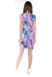 Sally Digital Print Cap-Sleeved Dress In Purple - Mint Ooak - Dress, - 6