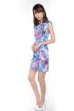 Sally Digital Print Cap-Sleeved Dress In Blue - Mint Ooak - Dress - 5