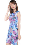 Sally Digital Print Cap-Sleeved Dress In Blue - Mint Ooak - Dress - 2