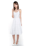 Rebecca Stripy Swing Midi in White - Mint Ooak - Dress - 3