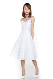 Rebecca Stripy Swing Midi in White - Mint Ooak - Dress - 4