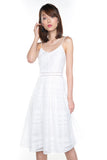 Rebecca Stripy Swing Midi in White - Mint Ooak - Dress - 2