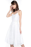 Rebecca Stripy Swing Midi in White - Mint Ooak - Dress - 5
