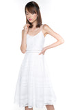 Rebecca Stripy Swing Midi in White - Mint Ooak - Dress - 6