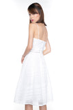 Rebecca Stripy Swing Midi in White - Mint Ooak - Dress - 7
