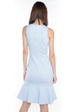 Sarah Mermaid Hem Embossed Dress In Blue - Mint Ooak - Dress - 7