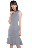 Sarah Mermaid Hem Embossed Dress In Grey - Mint Ooak - Dress - 6