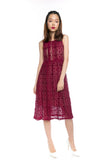 Christina Crochet Lace Midi in Wine