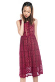 Christina Crochet Lace Midi in Wine
