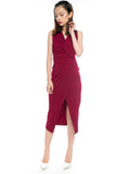 Ally Tux Button Midi in Wine