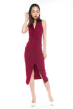 Ally Tux Button Midi in Wine