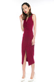 Ally Tux Button Midi in Wine