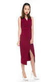 Ally Tux Button Midi in Wine