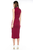 Ally Tux Button Midi in Wine