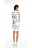 Katie Grid-Print Floral Midi in White - Mint Ooak - Dress - 5