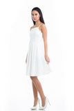 Vivienne Embossed Stripes Midi in white - Mint Ooak - Dress - 4