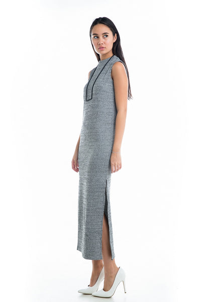 Tya High Neck Knit Maxi in Grey - Mint Ooak - Dress - 1