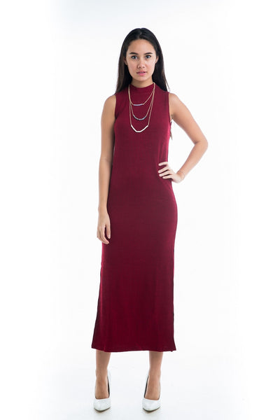 Tya High Neck Knit Maxi in Wine - Mint Ooak - Dress - 1