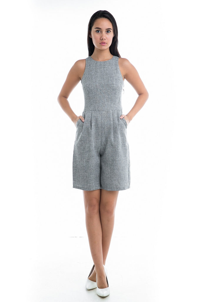 Talia Textured Grey Romper Mint Ooak Talia Textured Grey Romper Mint Ooak