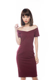 Rai Off Shoulder Midi In Wine - Mint Ooak - Dress - 2