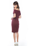 Rai Off Shoulder Midi In Wine - Mint Ooak - Dress - 6