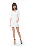 Talor Button Sleeved Romper In White - Mint Ooak - Playsuit - 2