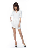 Talor Button Sleeved Romper In White - Mint Ooak - Playsuit - 3