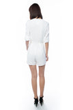 Talor Button Sleeved Romper In White - Mint Ooak - Playsuit - 6