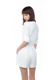 Talor Button Sleeved Romper In White - Mint Ooak - Playsuit - 7