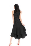 Gabby Layer Dip Hem Dress in Black